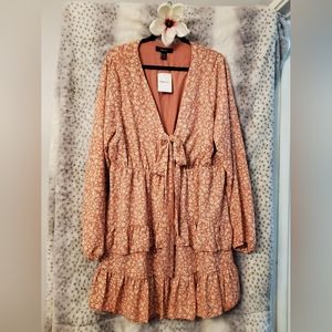 NEW WITH TAGS Woven Pink Floral Dress Plus Size